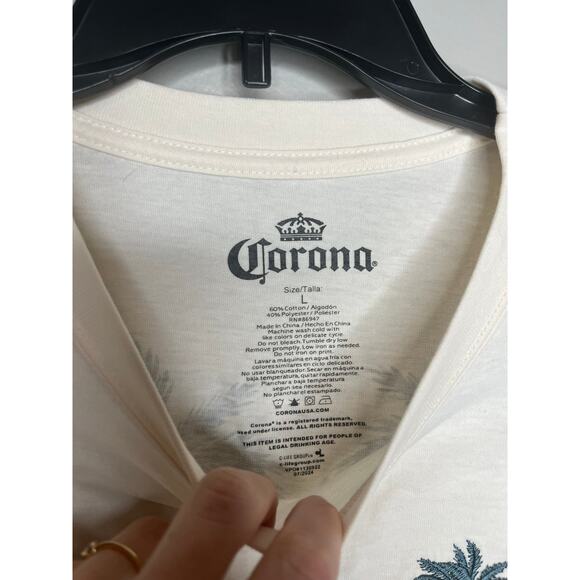 Corona Oversized Cream Logo Aesthetic Mens Size Tee Shirt Large - Picture 4 of 4